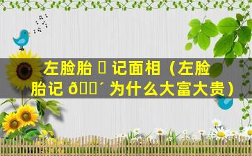 左脸胎 ☘ 记面相（左脸胎记 🌴 为什么大富大贵）